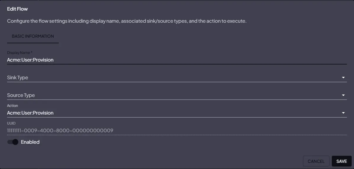 Event type detail panel