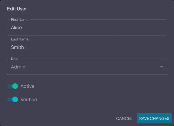 User detail panel